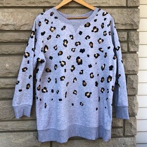Woman Within Leopard Print Tunic Sweatshirt